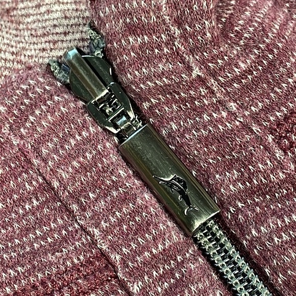 Tommy Bahama On The Double Half Zip Sweatshirt Marled Maroon Cabernet Knit - Picture 9 of 10